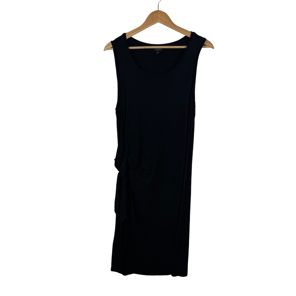 Talbots Plus Black Sleeveless Knit Midi Dress Size X Side Tie Comfort Stretch‎